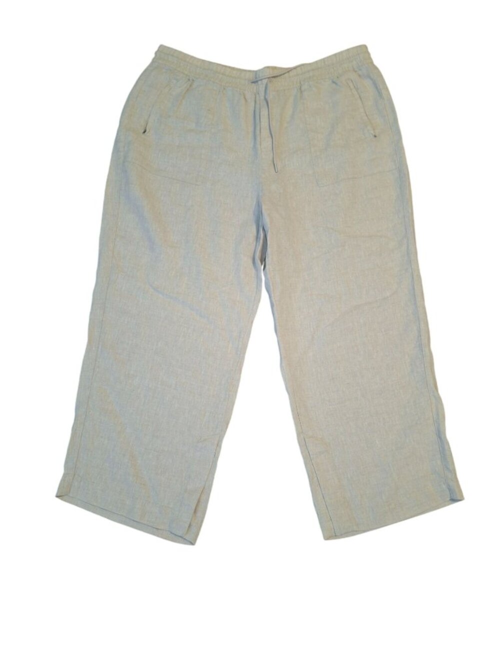Athleta 2X Linen Wide Leg Pants Beige Drawstring Coastal Beach Resort Casual